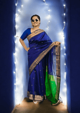 Maheshwari Saree - M4 Blue Green - Wefta