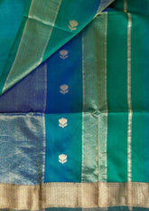 Maheshwari silk saree - Blue Green M10 - Wefta
