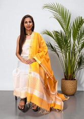 Maheshwari Silk Suit Set - Han Yellow - Wefta