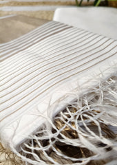 Maheshwari Silk Suit Set- White & Gold (Buti) - Wefta