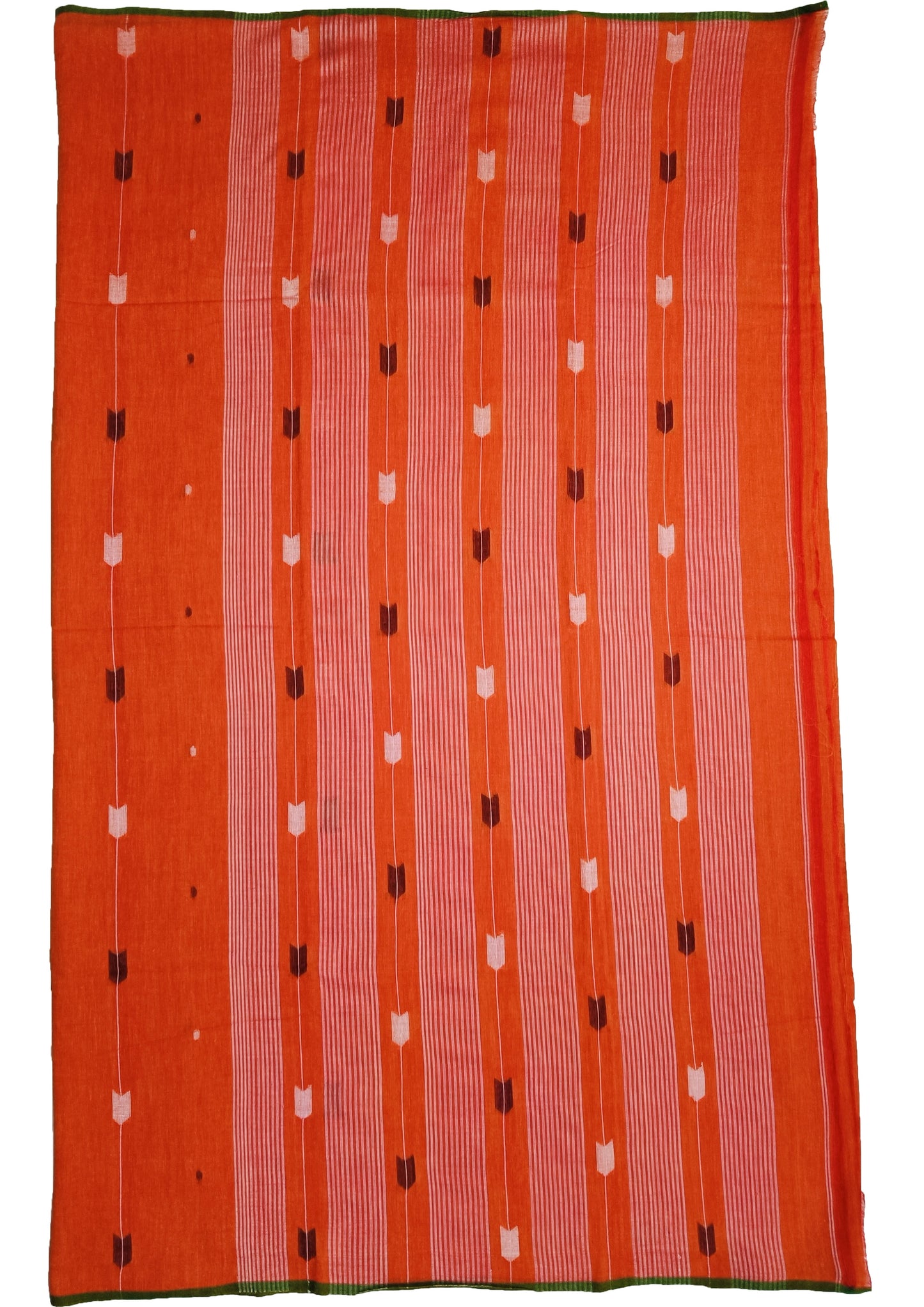 Cotton Jamdani Arrow Buti Saree- Orange