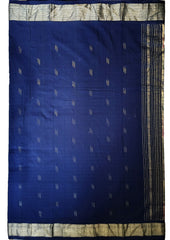 Paithani Cotton Saree - Navy Blue - Wefta