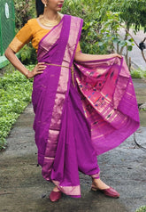 Paithani Cotton Saree - Purple - Wefta