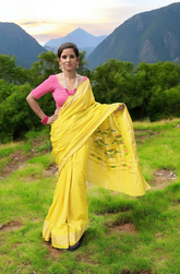 Paithani Cotton Saree - Yellow - Wefta