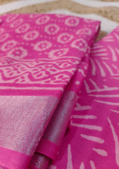 Printed Linen Suit Set- Pink Self PL06 - Wefta