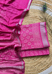 Printed Linen Suit Set- Pink Self PL06 - Wefta
