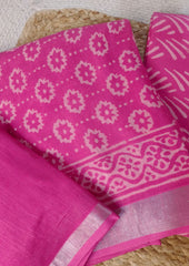 Printed Linen Suit Set- Pink Self PL06 - Wefta