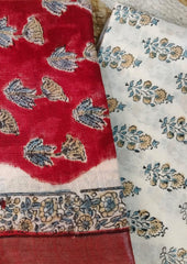 Printed Linen Suit Set- Red PL09 - Wefta