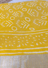 Printed Linen Suit Set- Yellow PL04 - Wefta