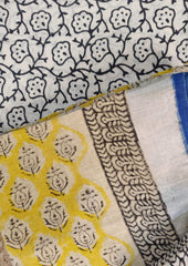 Printed Linen Suit Set- Yellow White PL08 - Wefta