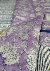 Sanaganeri Chanderi Suit - Lilac - Wefta