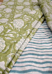 Sanganeri Cotton Kota Suit - Blue Green - Wefta