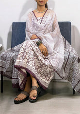 Sanganeri Cotton Kota Suit - Brown - Wefta
