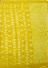 Shibori Cotton Mulmul Saree- Yellow - Wefta