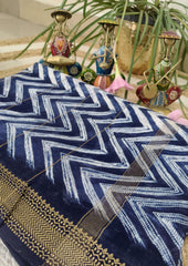 Shibori Maheshwari Saree S10 - Blue - Wefta
