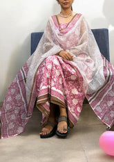 Sanganeri Cotton Kota Suit- Pink