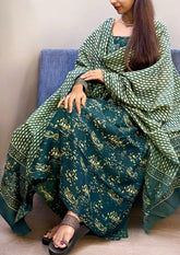 Bagru Chanderi Suit- Turq 01