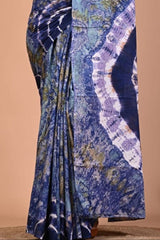 Tie - Dye Printed Saree - Blue DP9 - Wefta