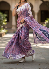 Tie - Dye Printed Saree - Purple DP6 - Wefta