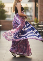 Tie-Dye Printed Saree- Purple DP10