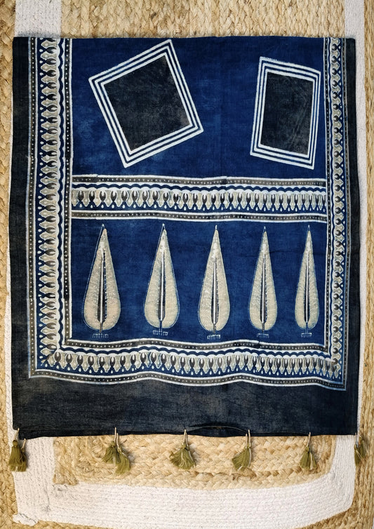 Ajrakh Stole- Blue B4