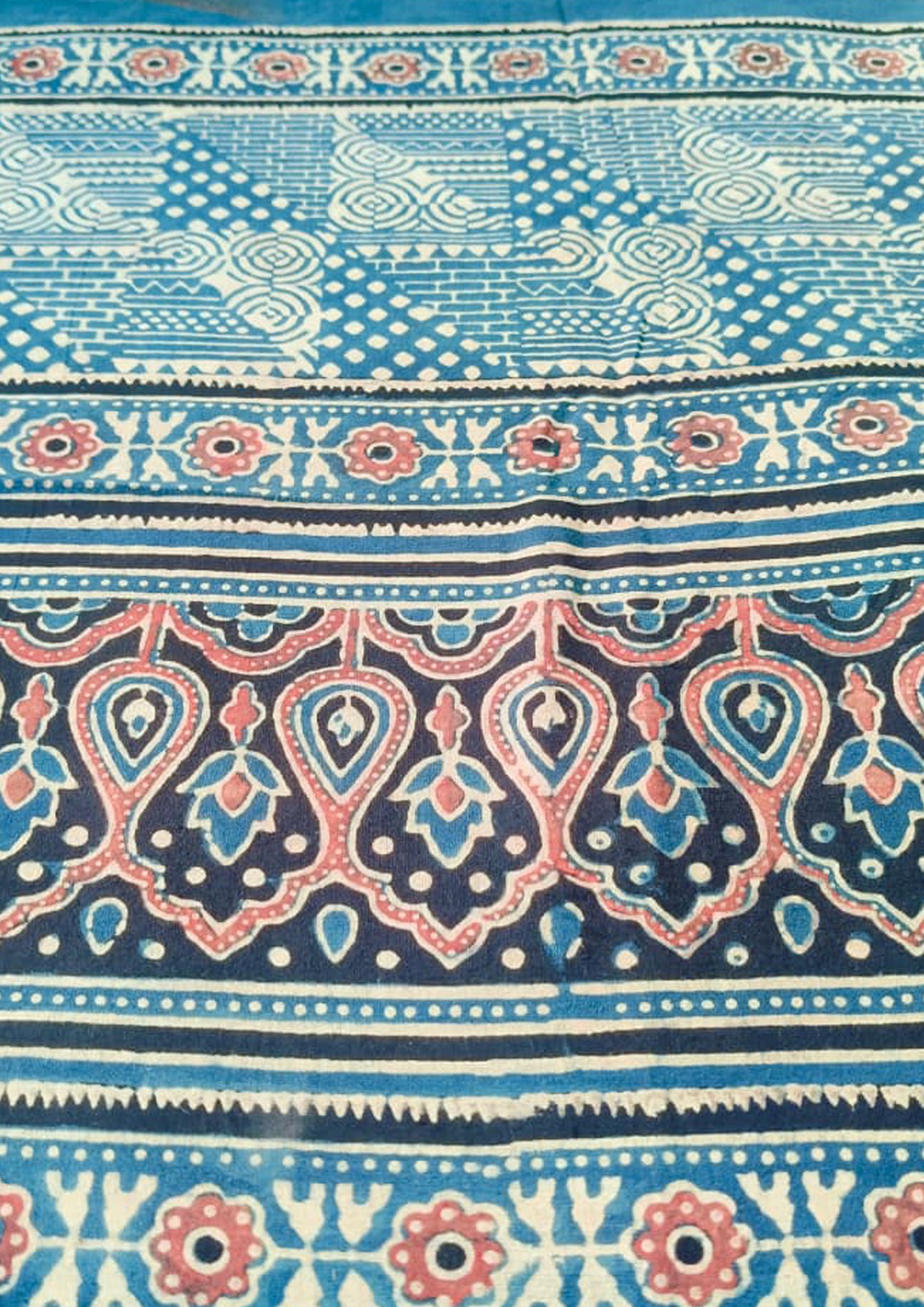 Ajrakh Cotton Dupatta- D1 Indigo