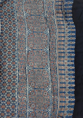 Ajrakh Handblock Printed Modal Saree- M9 Blue