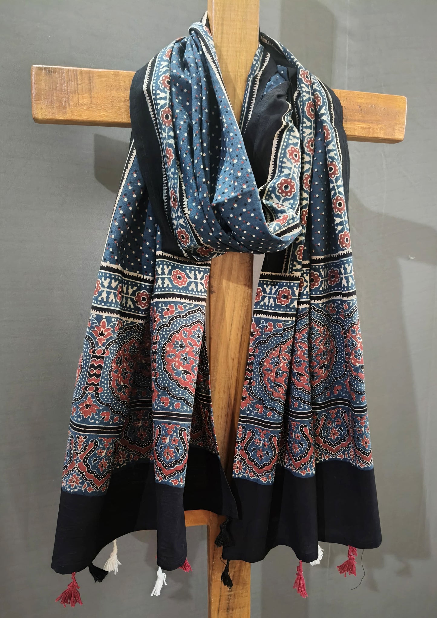 Ajrakh Stole- Blue B1