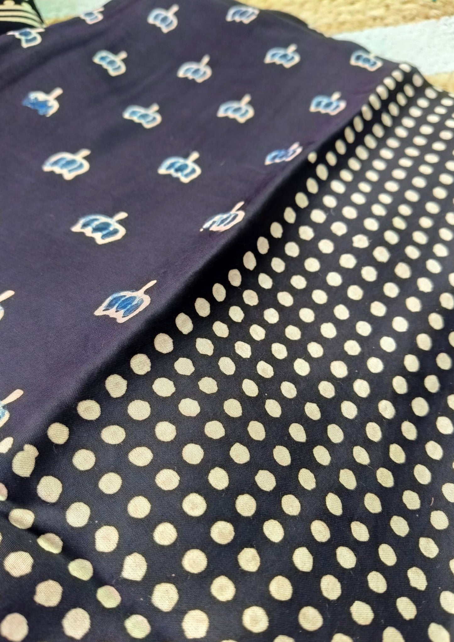 Ajrakh Handblock Printed Modal Suit- Black Ajm3