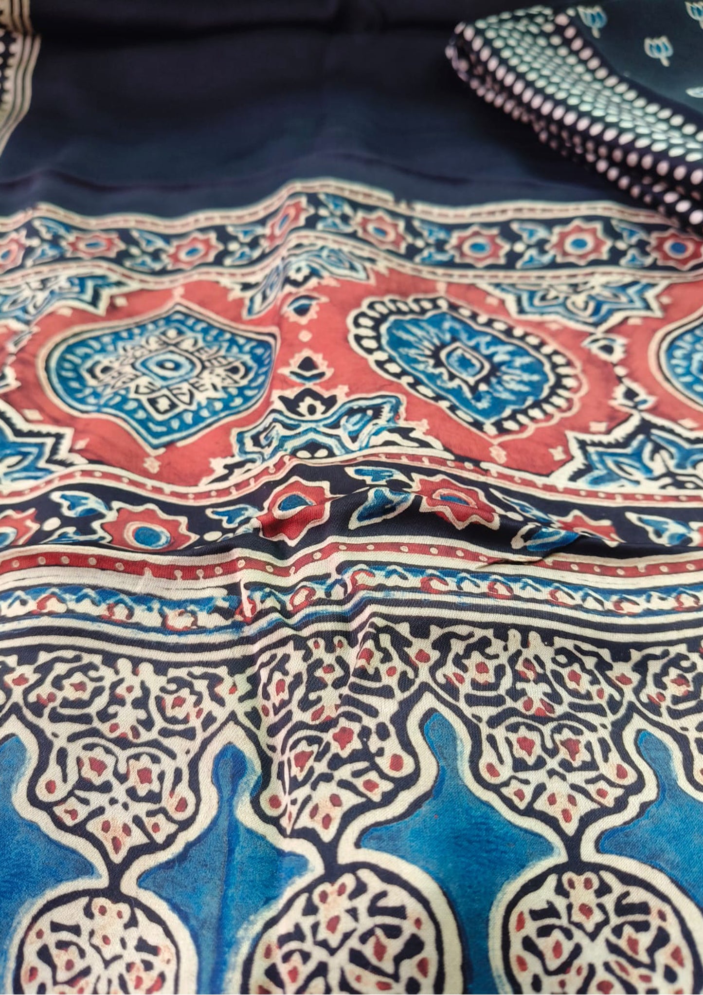 Ajrakh Handblock Printed Modal Suit- Black Ajm3