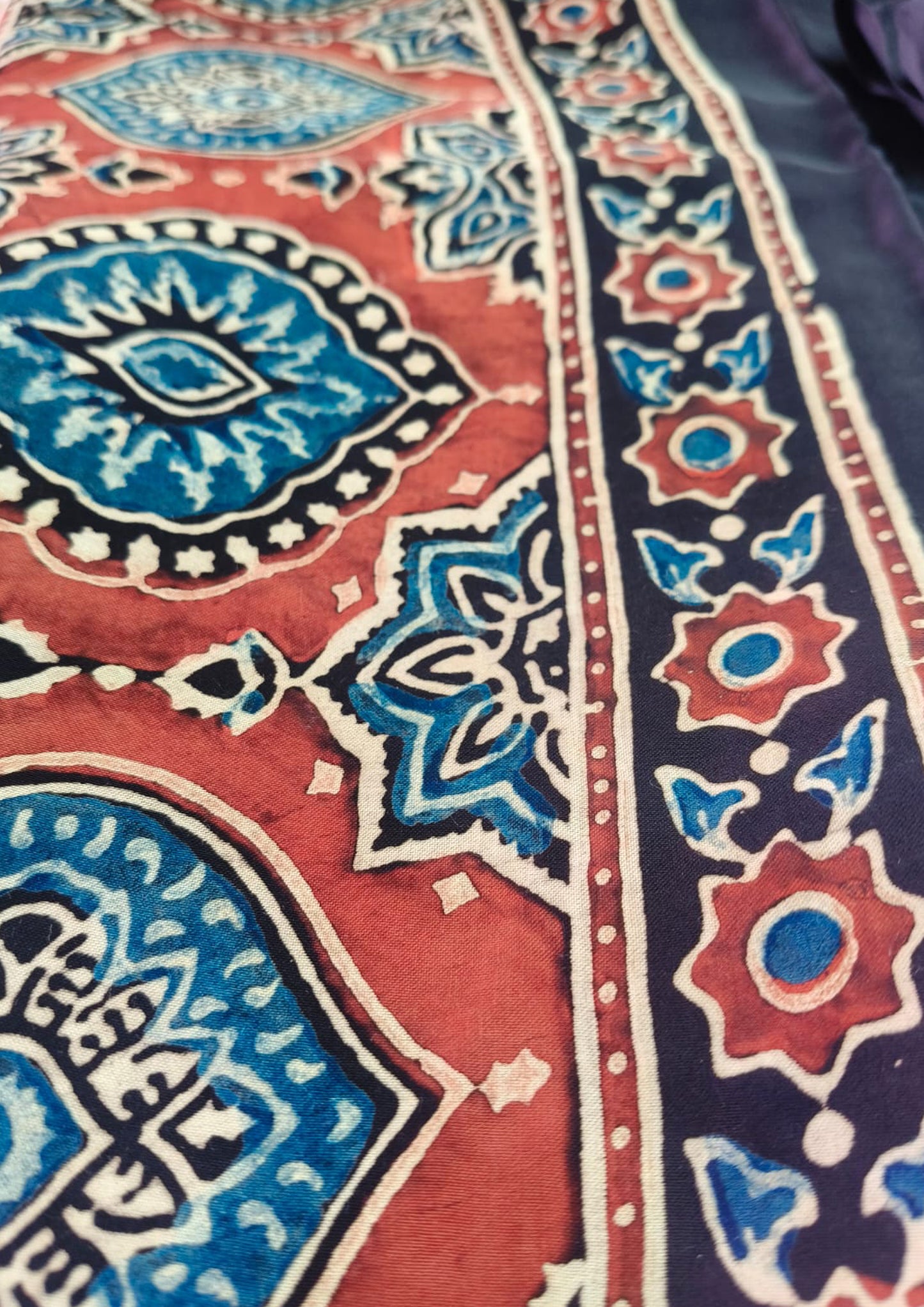 Ajrakh Handblock Printed Modal Suit- Black Ajm3