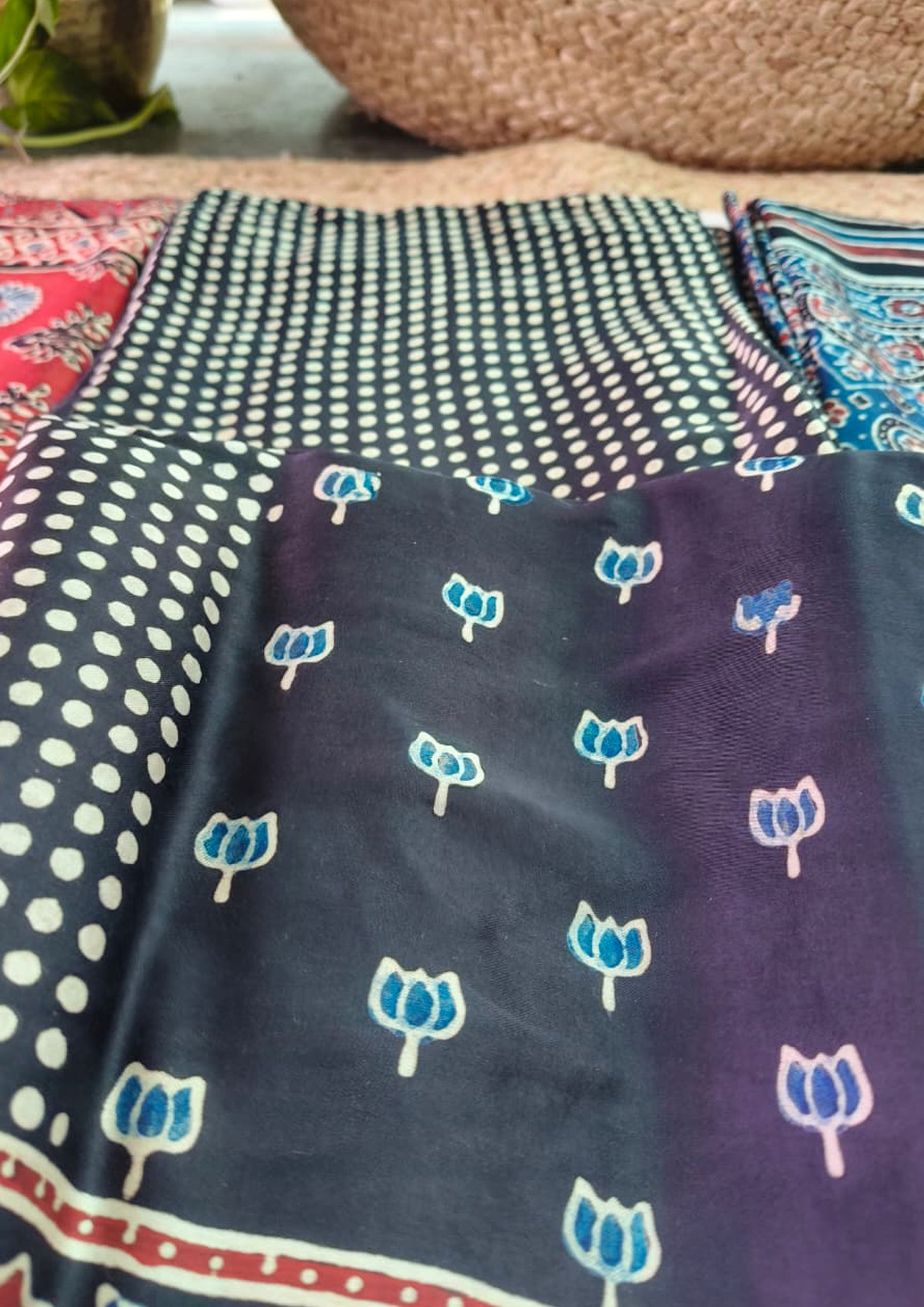 Ajrakh Handblock Printed Modal Suit- Black Ajm3