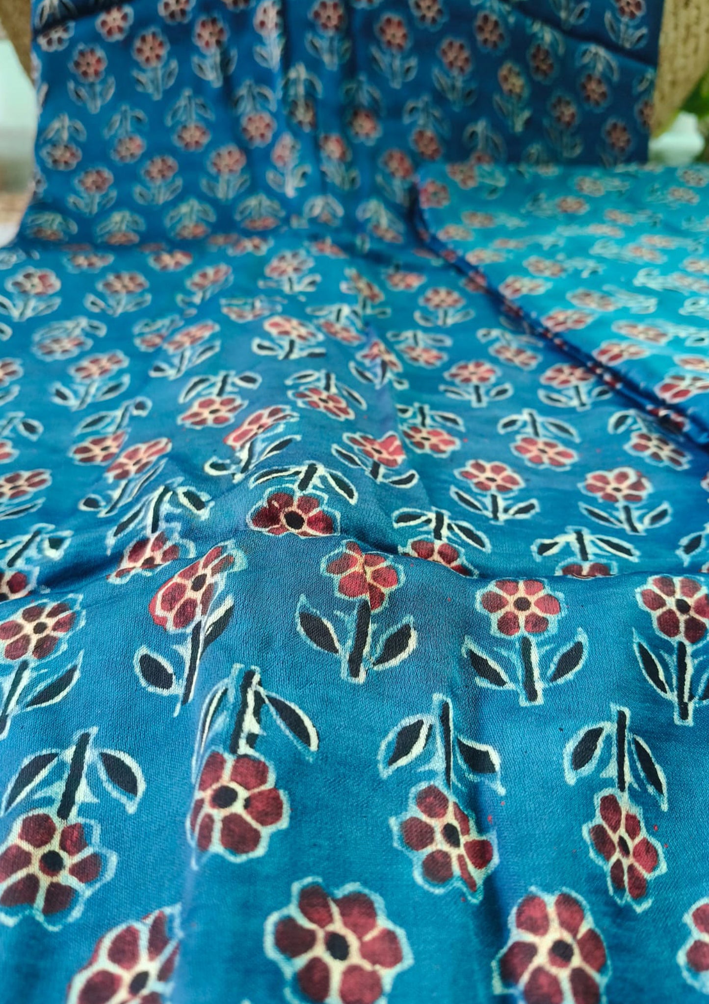 Ajrakh Handblock Printed Modal Suit- Blue Ajm2
