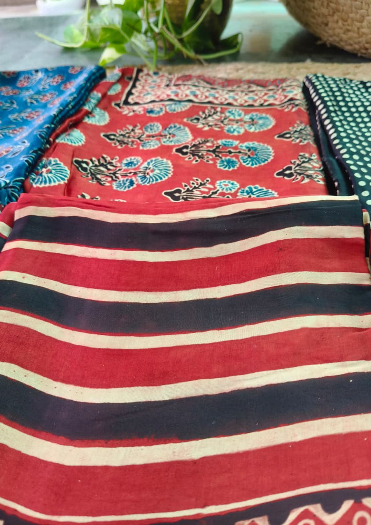 Ajrakh Handblock Printed Modal Suit- Red Ajm1