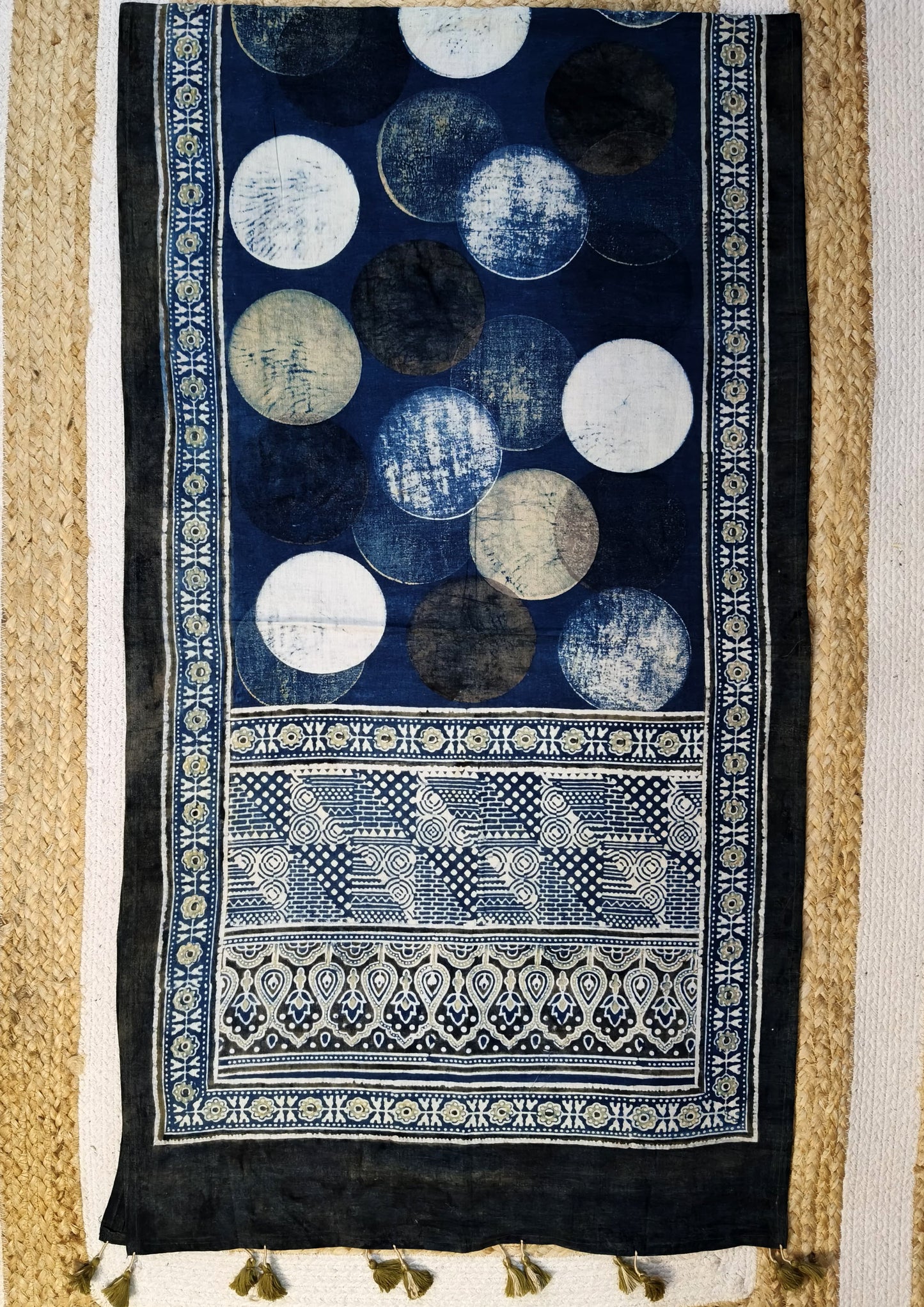 Ajrakh Stole- Blue B3