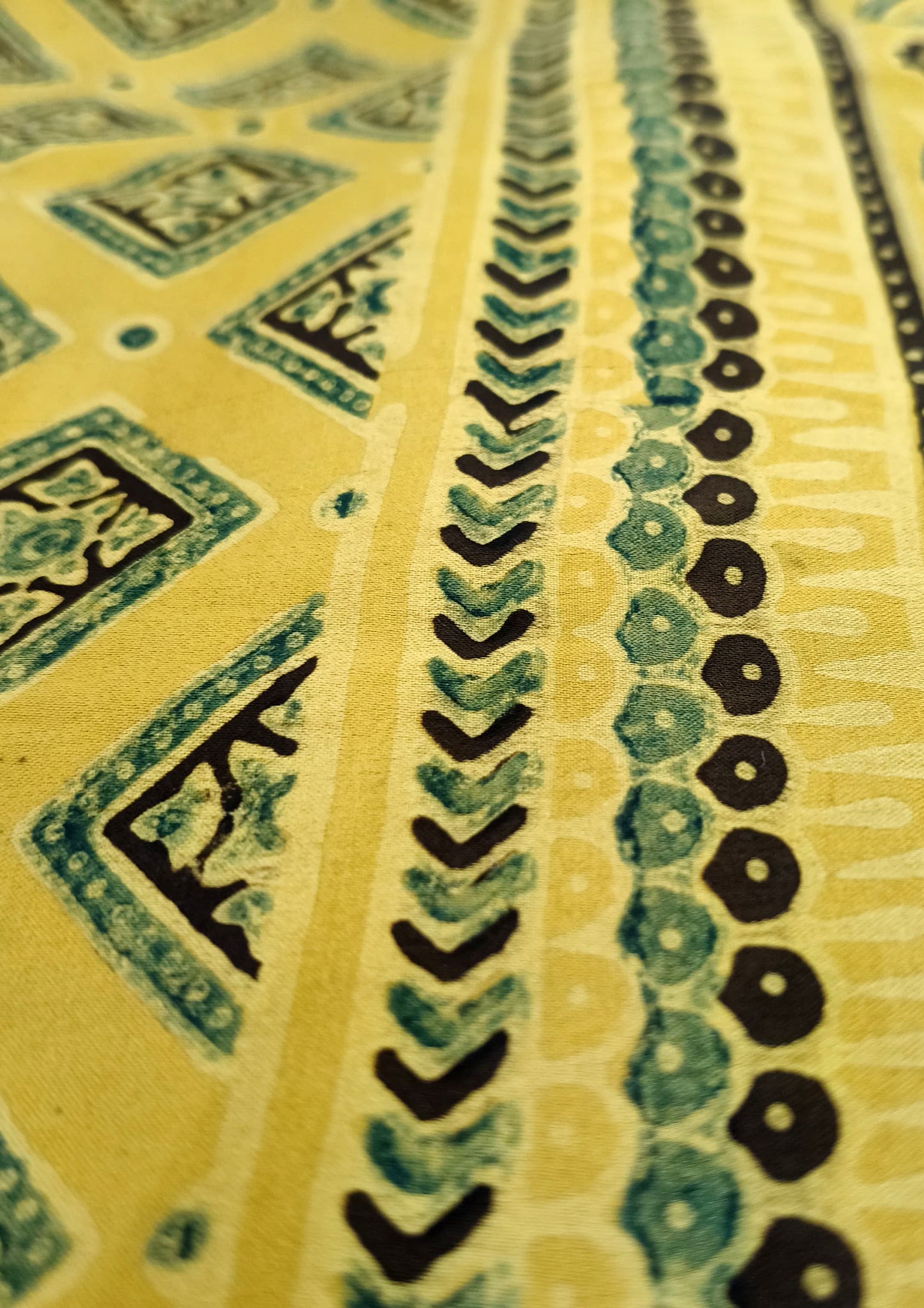 Ajrakh Handblock Printed Modal Saree- M10 Yellow