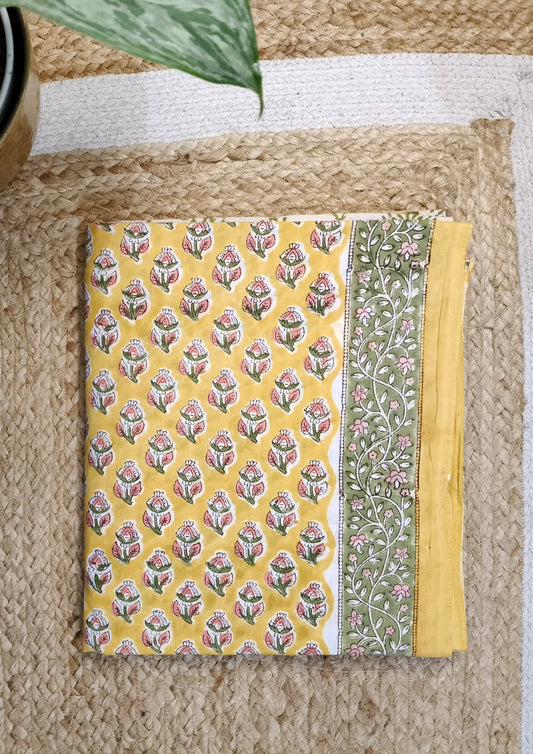 Bagru Handblock Print Suit B12- Yellow1