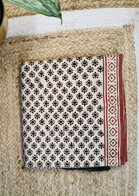 Bagru Handblock Print Suit B13- Cream1