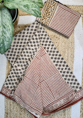 Bagru Handblock Print Suit B13- Cream1