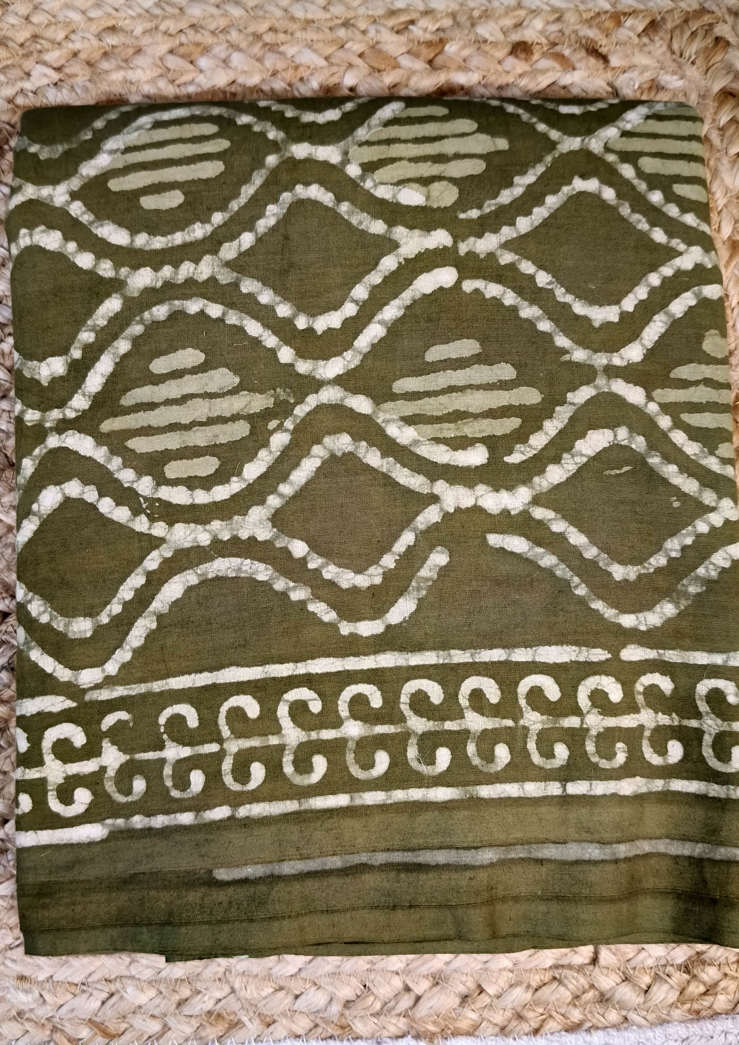 Dabu Handblock Print Suit D1- Mehndi Green