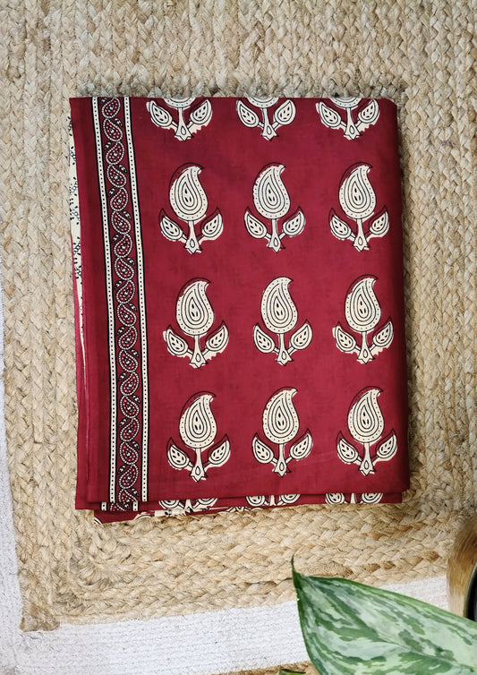 Bagru Handblock Print Suit B7- Red3