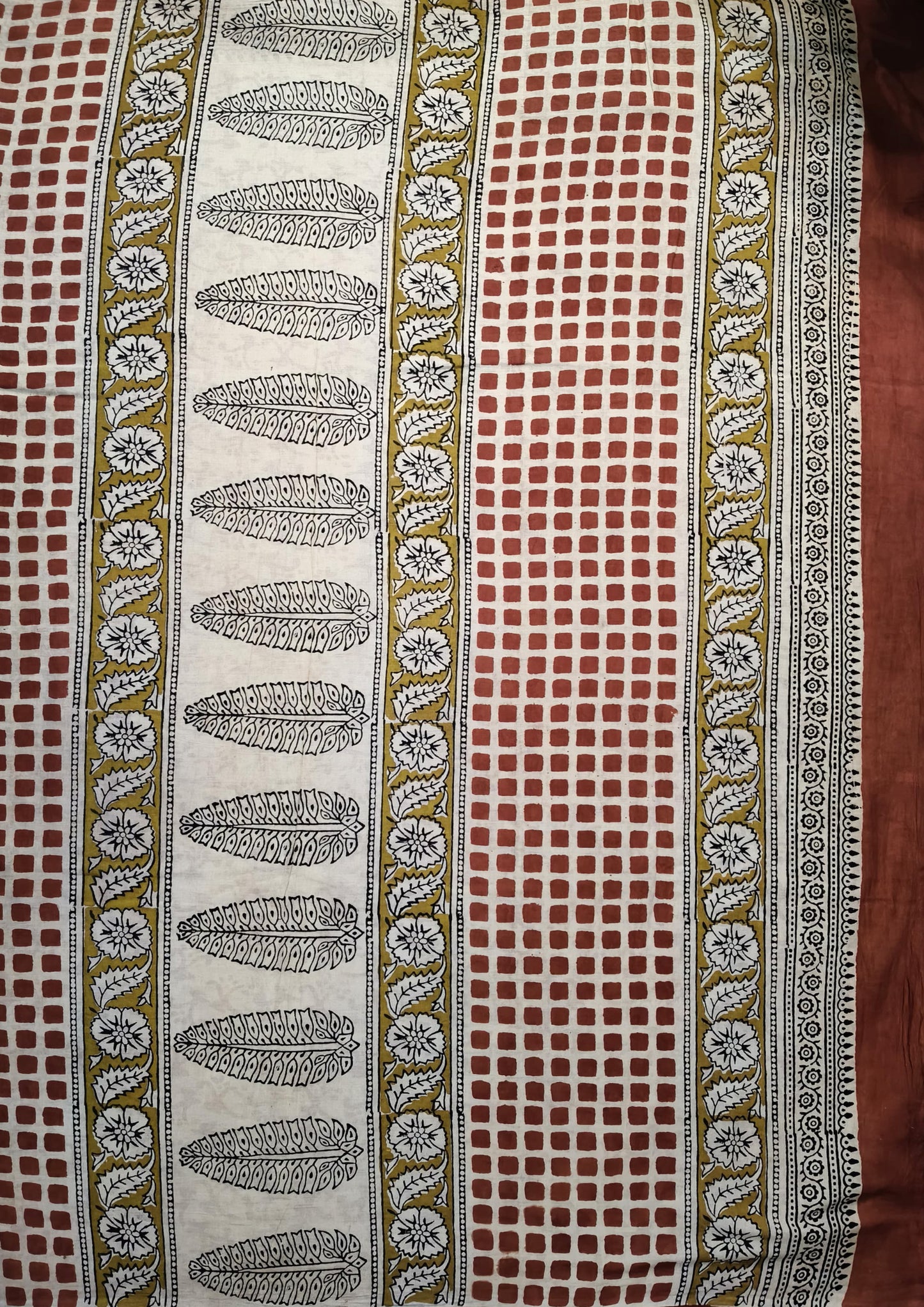 Bagru- Handblock print Cotton Saree- Black
