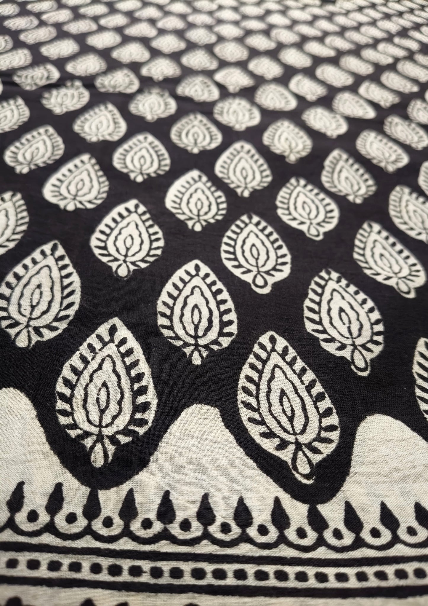 Bagru- Handblock print Cotton Saree- Black