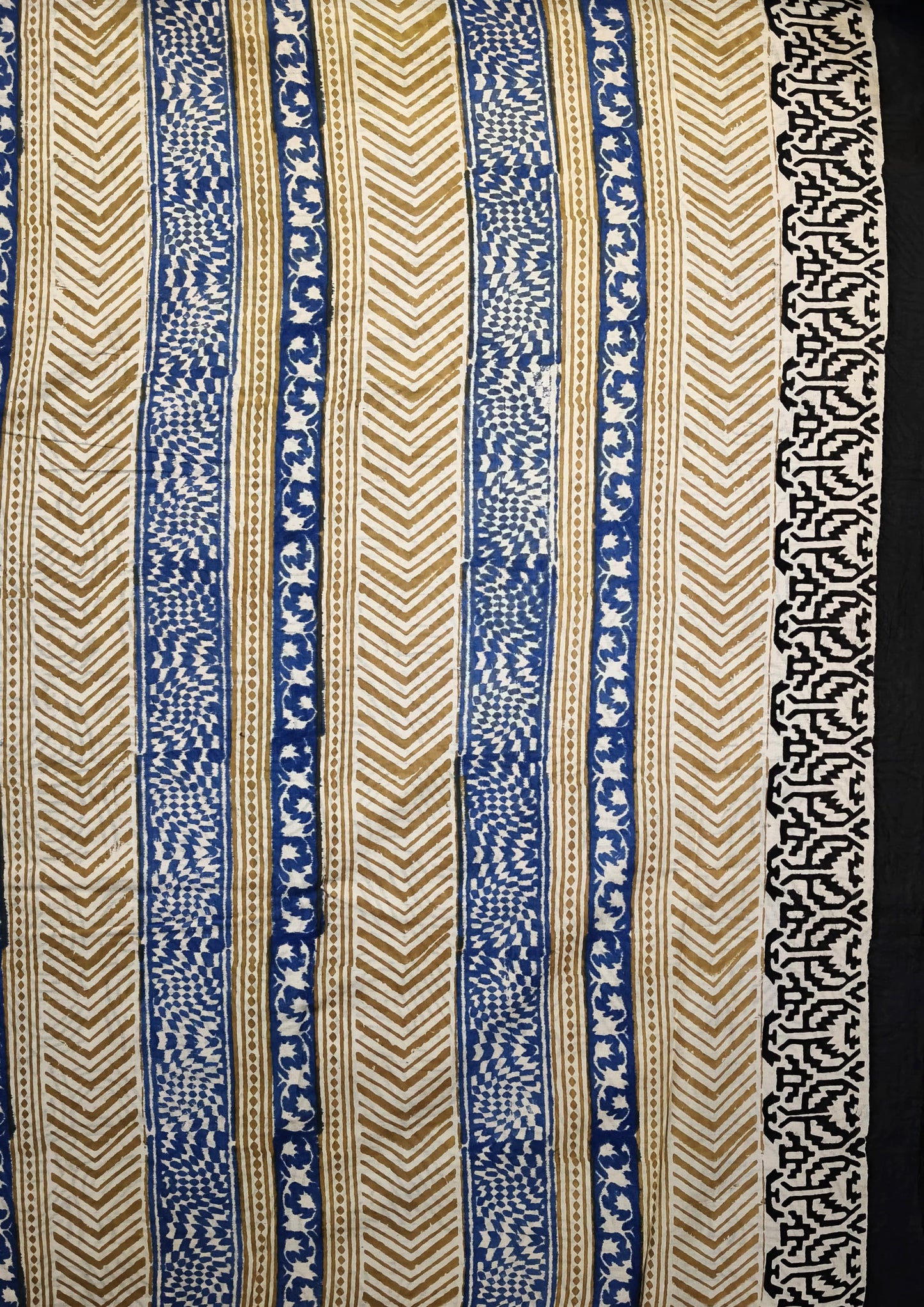 Bagru- Handblock print Cotton Saree- Blue
