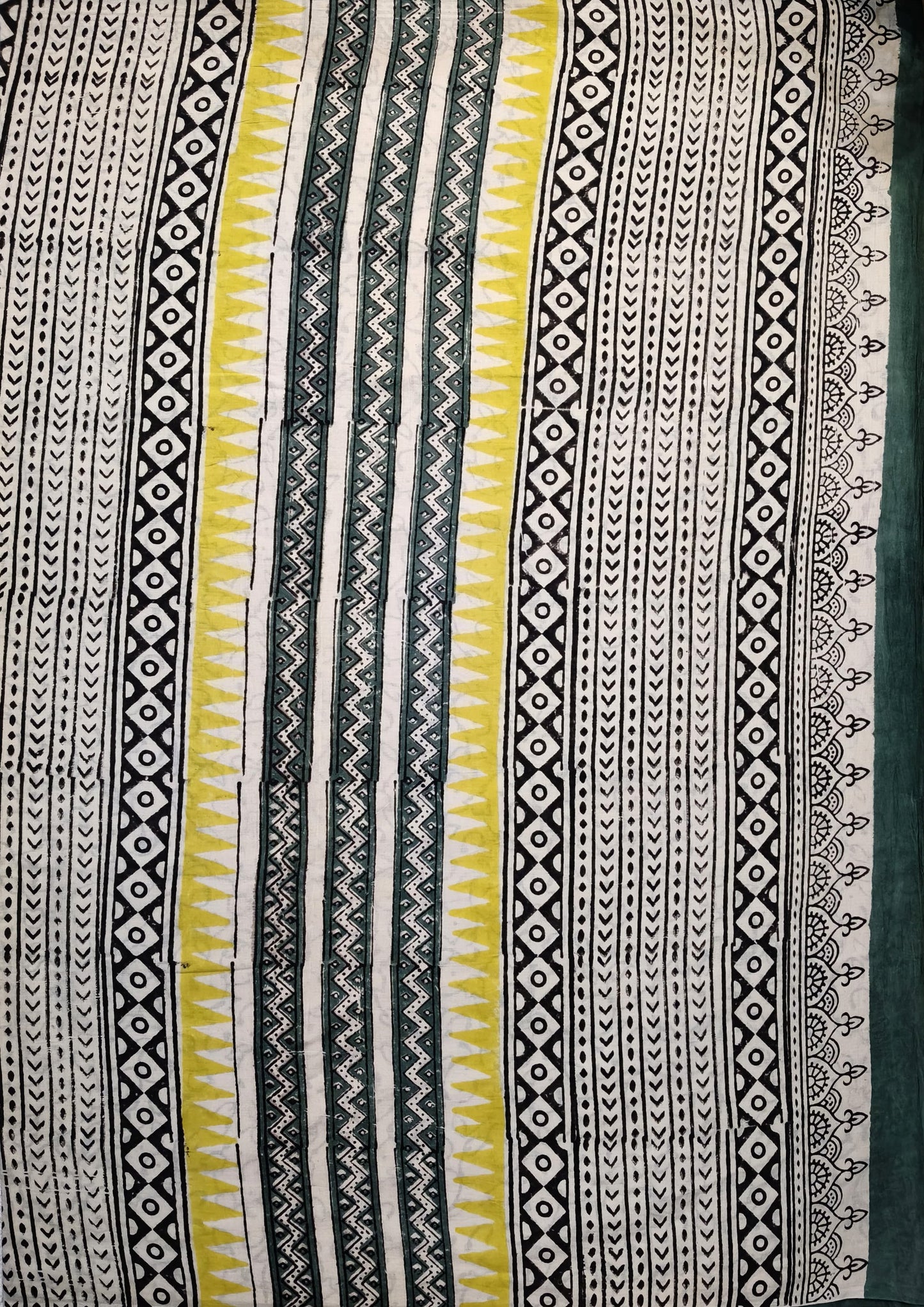 Bagru- Handblock print Cotton Saree- Mustard 2