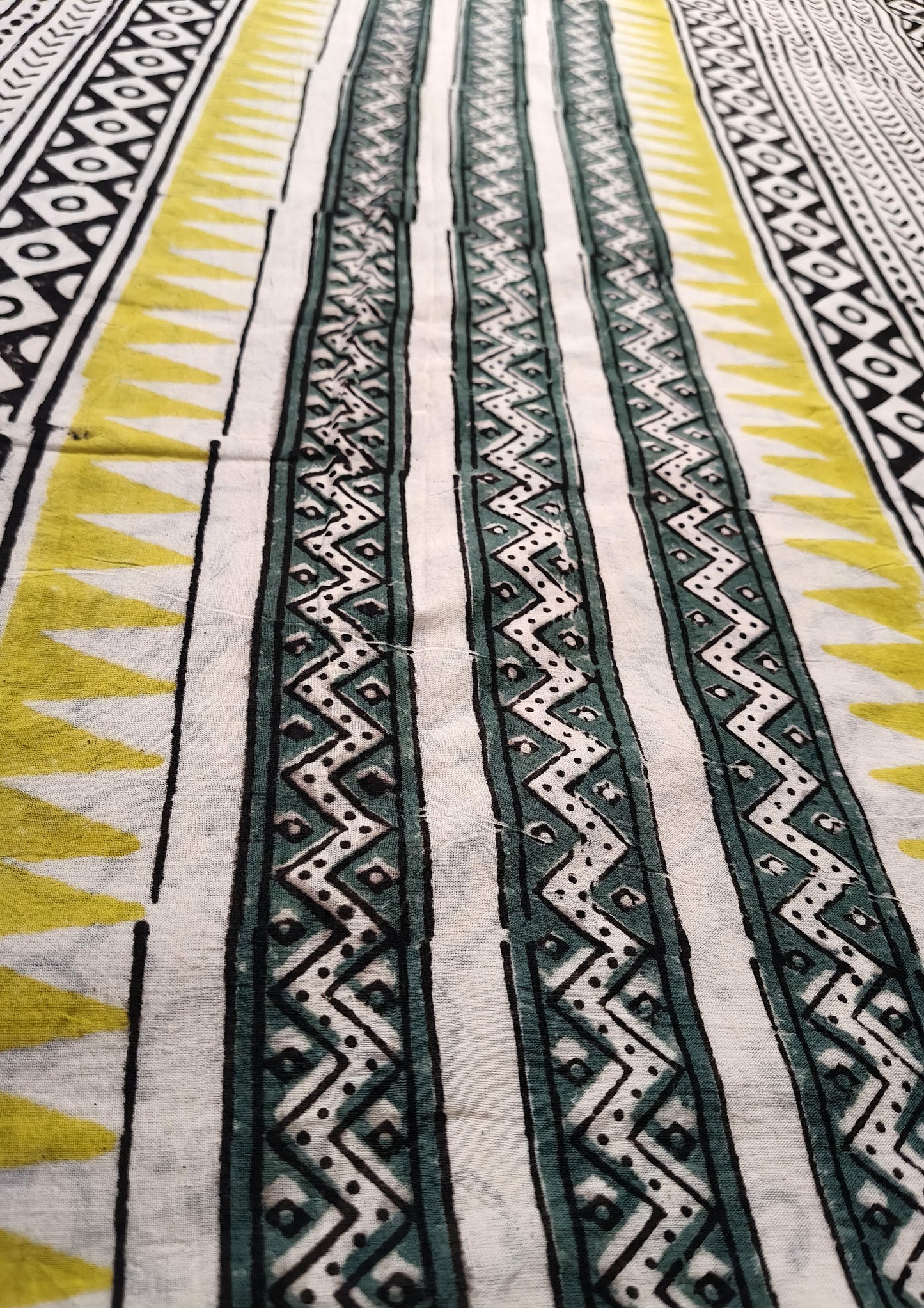 Bagru- Handblock print Cotton Saree- Mustard 2
