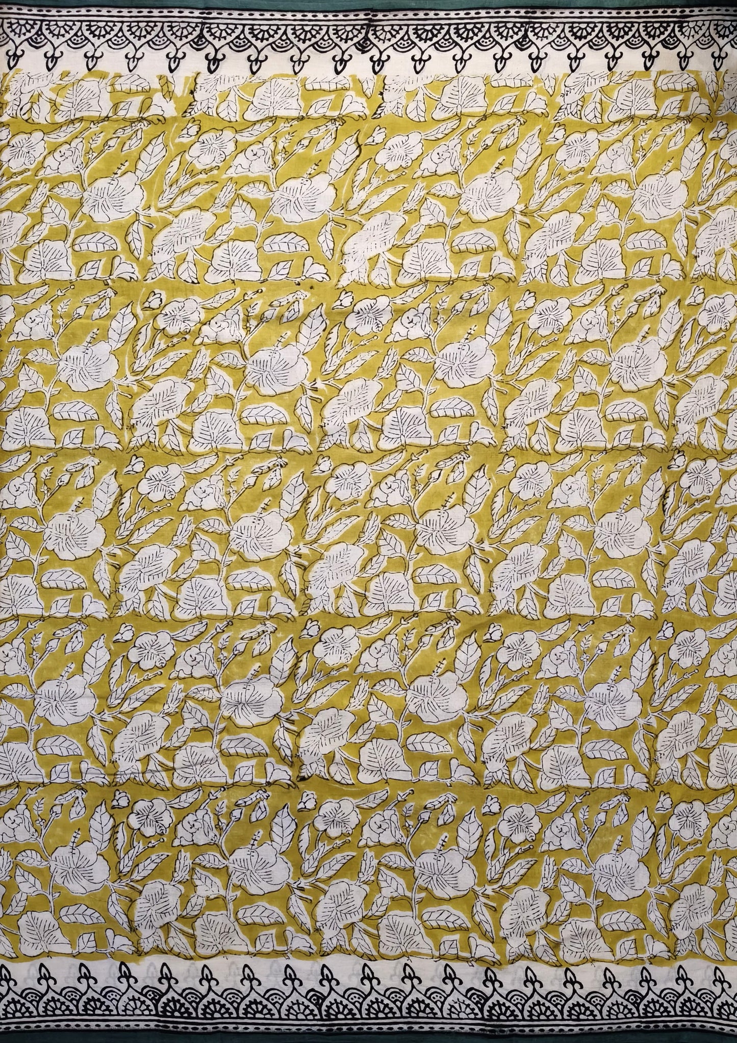 Bagru- Handblock print Cotton Saree- Mustard 2
