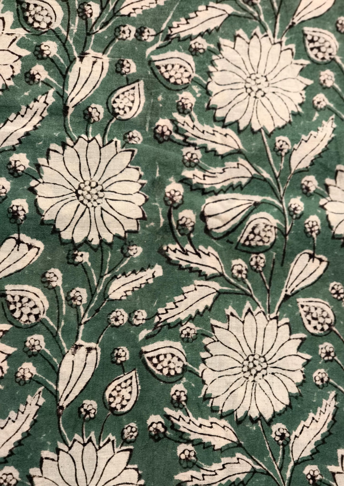 Bagru- Handblock print Cotton Saree- Green