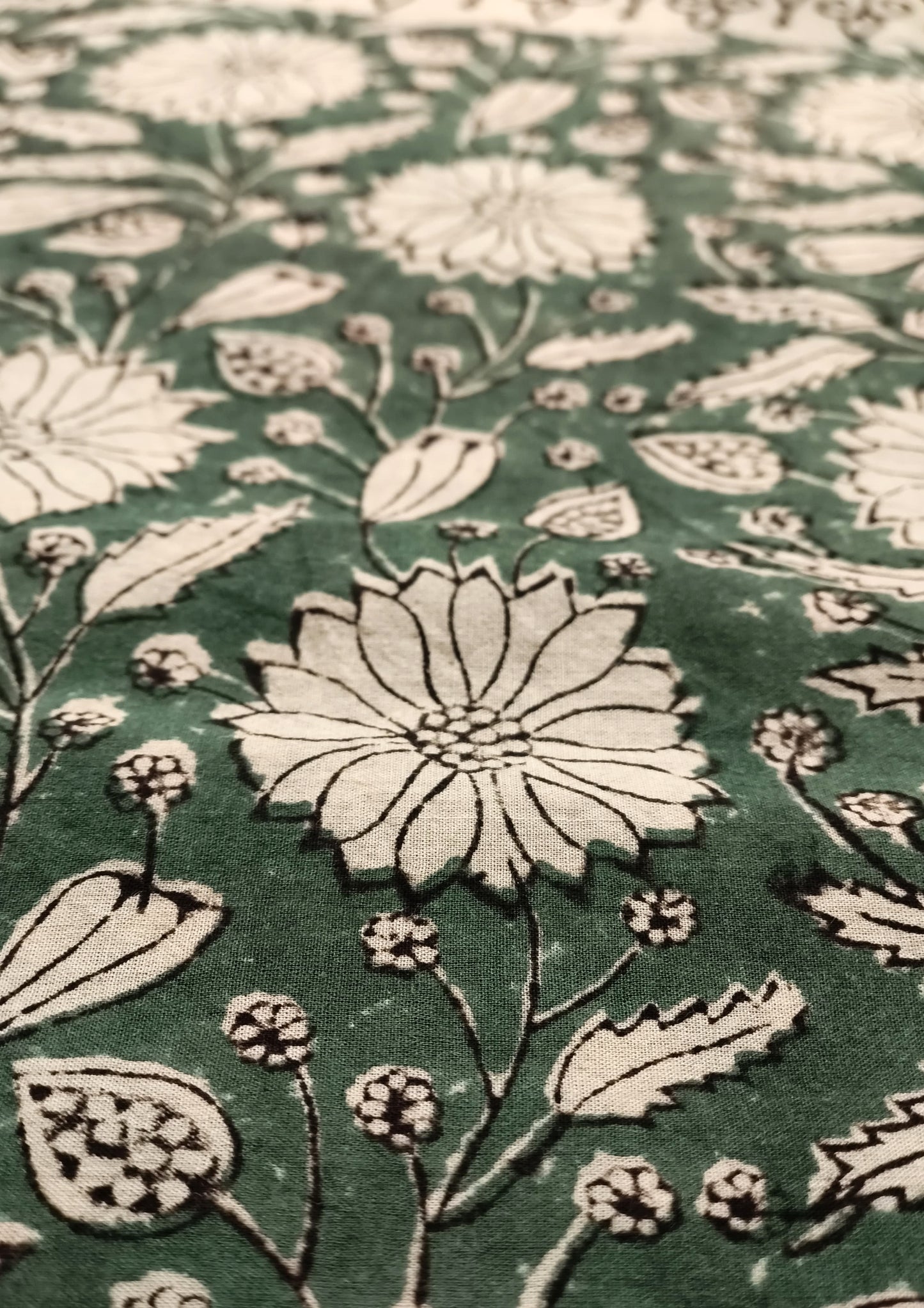 Bagru- Handblock print Cotton Saree- Green