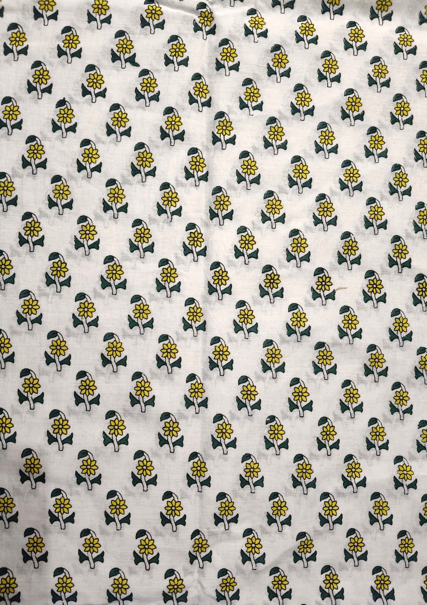 Bagru- Handblock print Cotton Saree- Cream Yellow